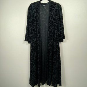 Vintage Velvet Black Long Cardigan/Shawl